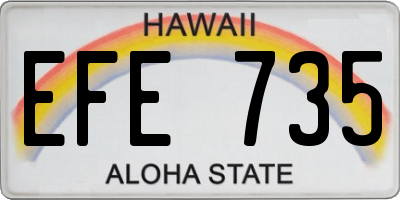 HI license plate EFE735