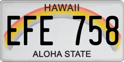 HI license plate EFE758