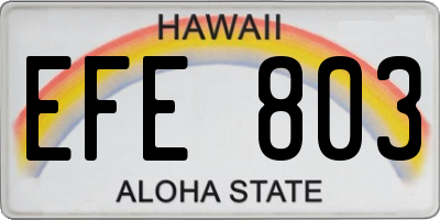 HI license plate EFE803