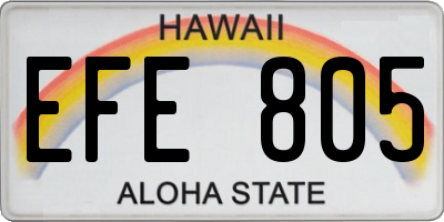HI license plate EFE805
