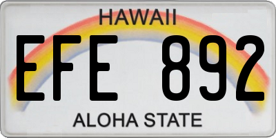 HI license plate EFE892
