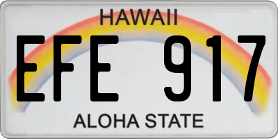 HI license plate EFE917