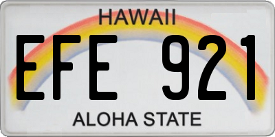HI license plate EFE921