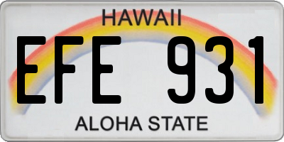 HI license plate EFE931