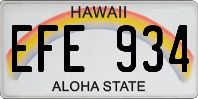 HI license plate EFE934
