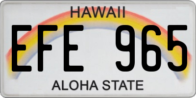 HI license plate EFE965
