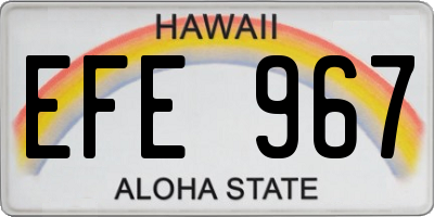HI license plate EFE967
