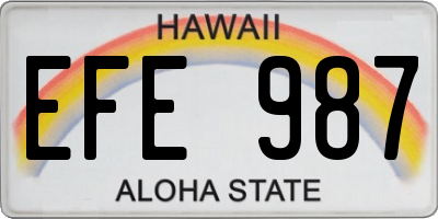 HI license plate EFE987