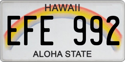 HI license plate EFE992