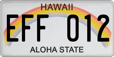 HI license plate EFF012