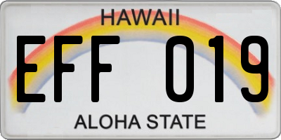 HI license plate EFF019