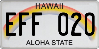 HI license plate EFF020