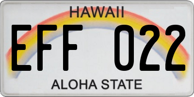 HI license plate EFF022
