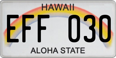 HI license plate EFF030