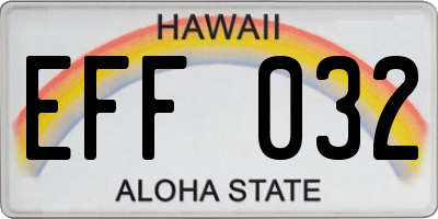 HI license plate EFF032