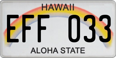 HI license plate EFF033