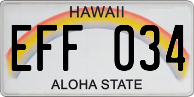 HI license plate EFF034