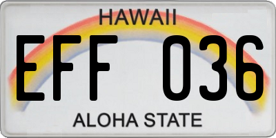 HI license plate EFF036