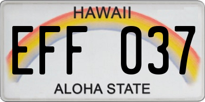 HI license plate EFF037