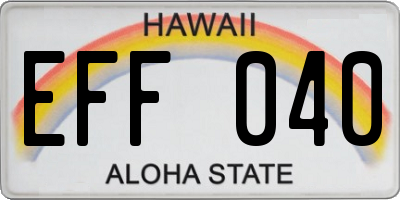 HI license plate EFF040