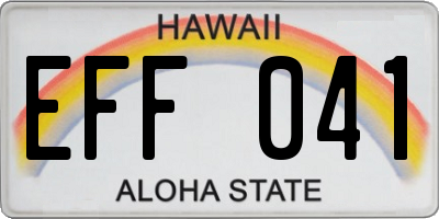 HI license plate EFF041