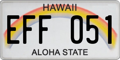 HI license plate EFF051