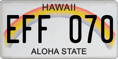 HI license plate EFF070