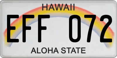 HI license plate EFF072