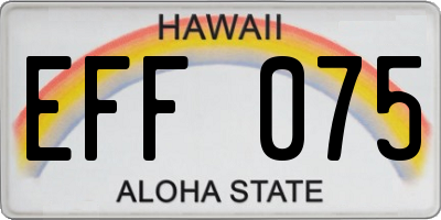 HI license plate EFF075