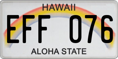 HI license plate EFF076