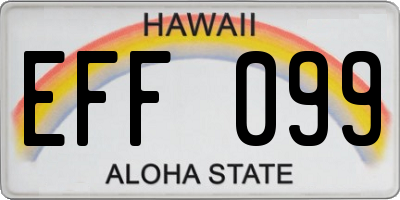 HI license plate EFF099