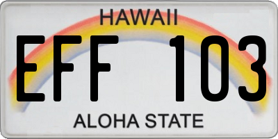 HI license plate EFF103