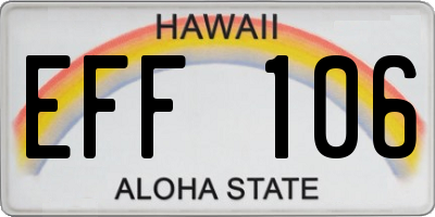 HI license plate EFF106
