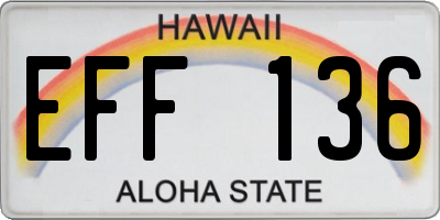 HI license plate EFF136