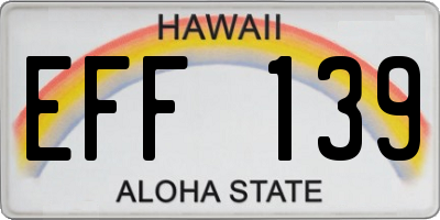 HI license plate EFF139