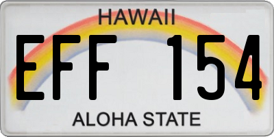 HI license plate EFF154