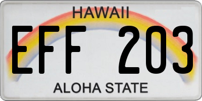 HI license plate EFF203