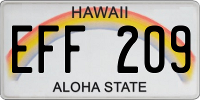 HI license plate EFF209