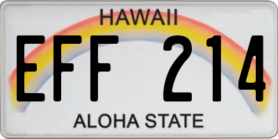 HI license plate EFF214