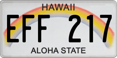HI license plate EFF217