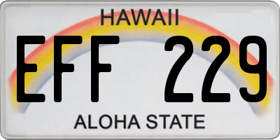 HI license plate EFF229