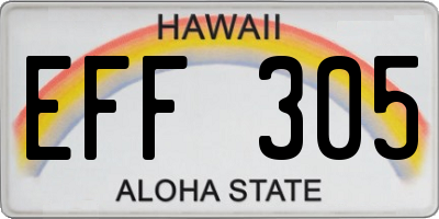 HI license plate EFF305