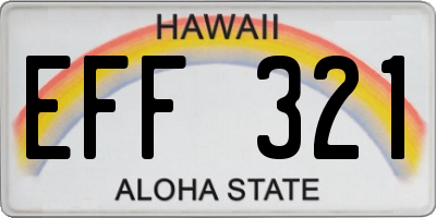 HI license plate EFF321