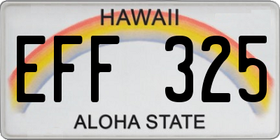 HI license plate EFF325