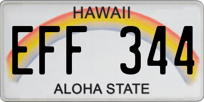 HI license plate EFF344