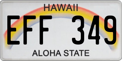 HI license plate EFF349