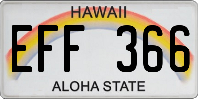 HI license plate EFF366