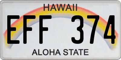 HI license plate EFF374