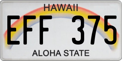 HI license plate EFF375