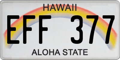 HI license plate EFF377